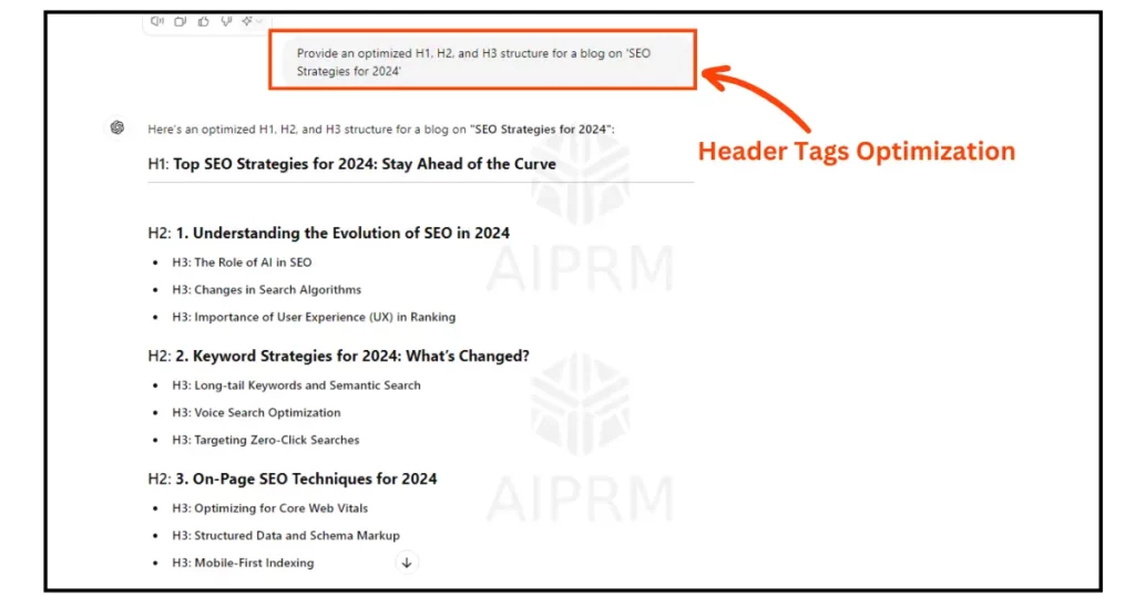 ChatGPT Prompts for SEO Professionals header tag optimisation