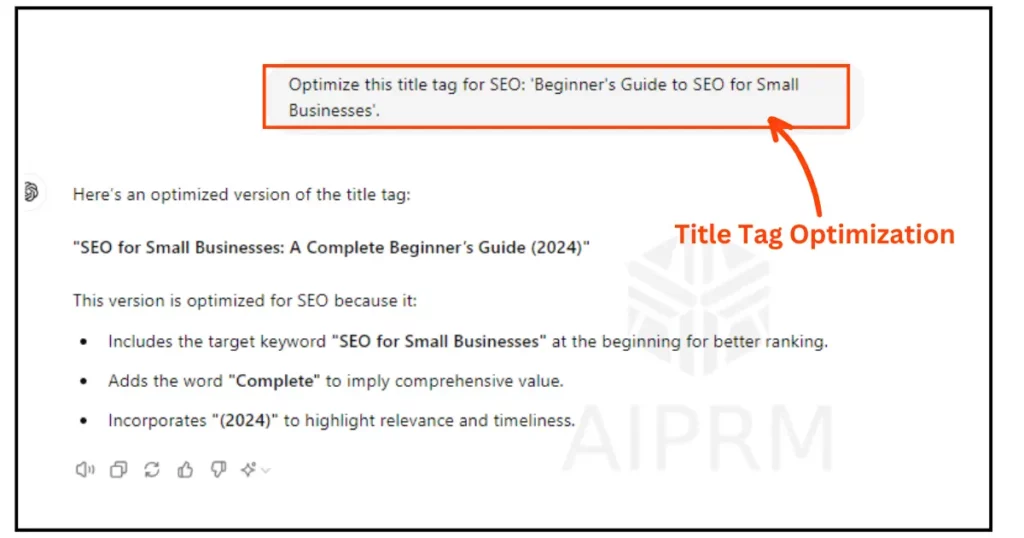 ChatGPT Prompts for SEO Professionals
title tag optimisation